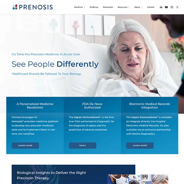 Screenshot of Prenosis homepage